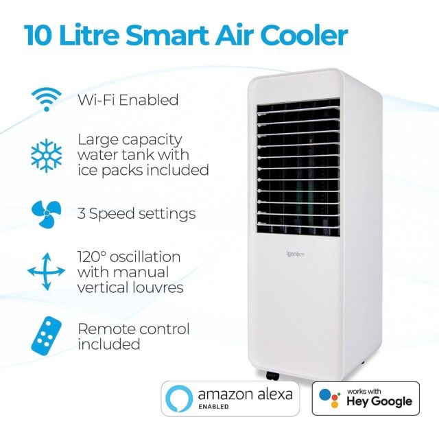 Igenix IGFD7010WIFI 10 Litre Smart Air Cooler With Wi-Fi White