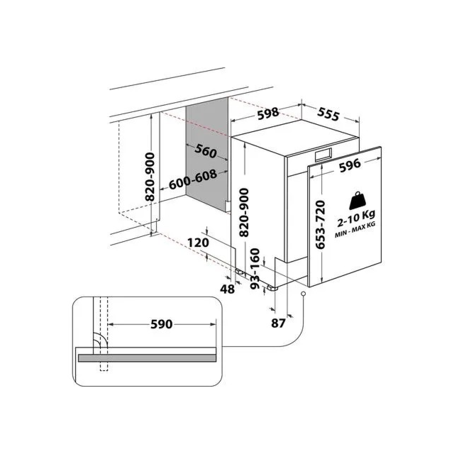 Indesit Push&Go D2I HL326 UK Full Size Integrated Dishwasher