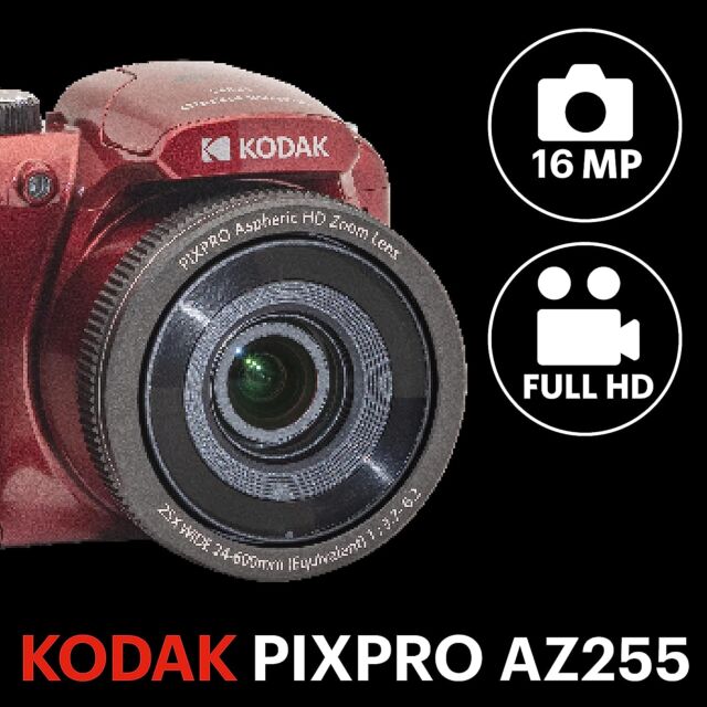 Kodak AZ255RD Pixpro 16Mp Digital Camera With 25X Optical Zoom Red