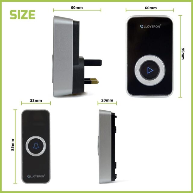 Lloytron B7531BK Plug-In Door Chime Wireless Kit Black