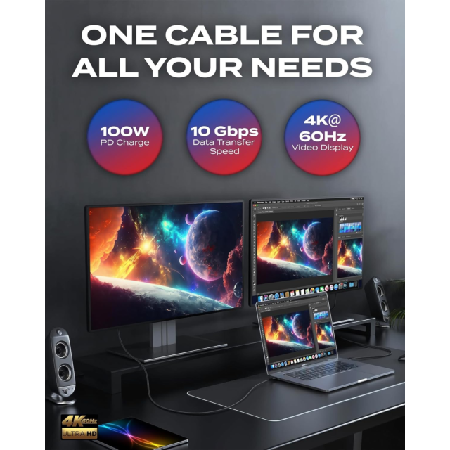 Magix GH95CCB1001 Charge + Sync Cable 100W 4K 1M USB Type-C Black