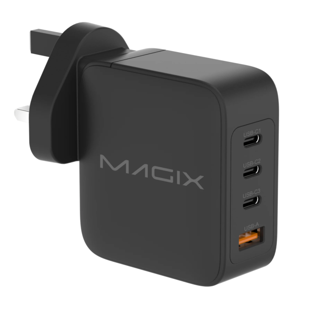 Magix MGXB257B 120W Power Adapter - 3X USB Type-C - 1X USB Type-A Black