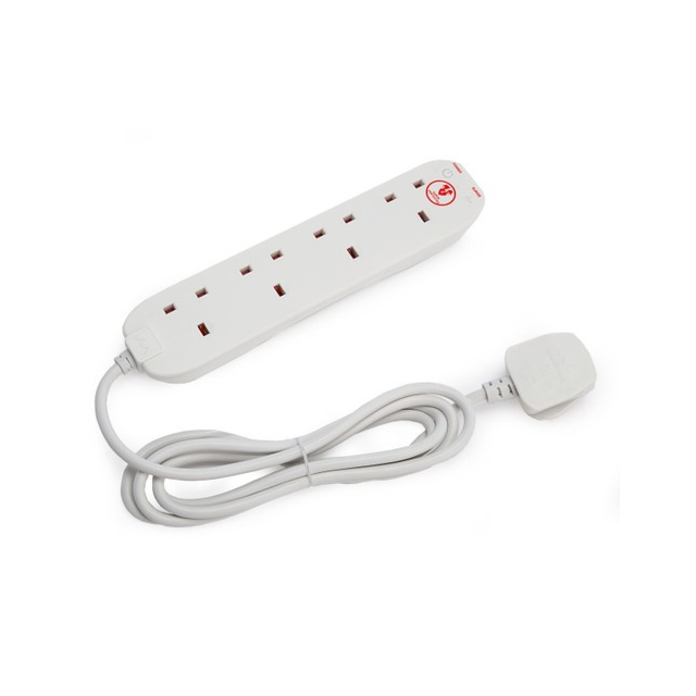 masterplug SRG4210N Extension Lead Surge, 4X Socket 2M Cable 13Amps White