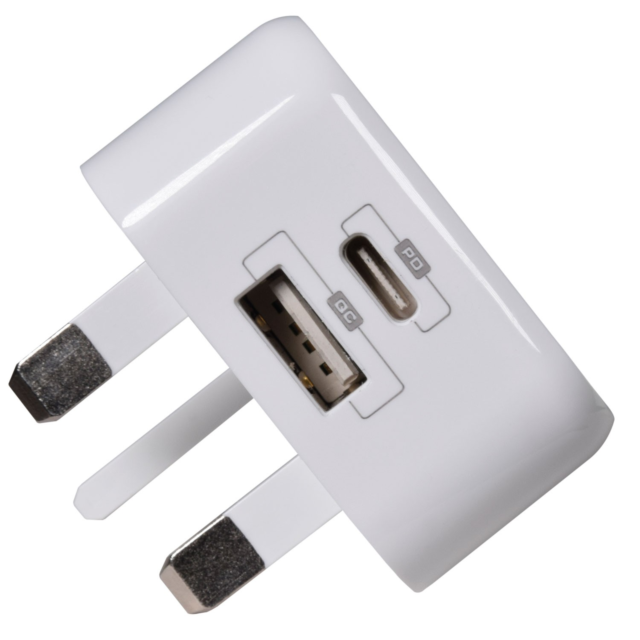 Mercury 421.721UK Low Profile USB Type-A & C Charger White