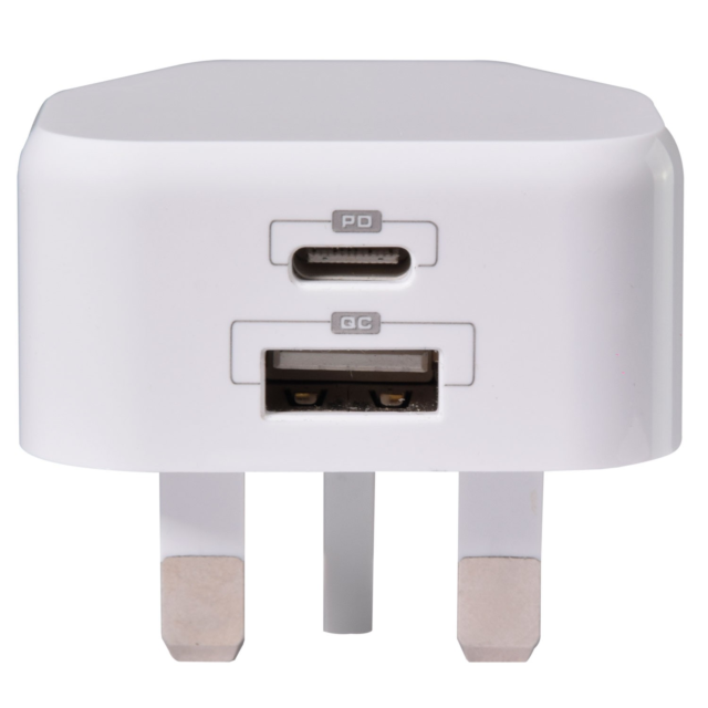 Mercury 421.721UK Low Profile USB Type-A & C Charger White