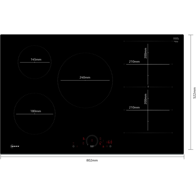 Neff T68FHV4L0, Induction hob