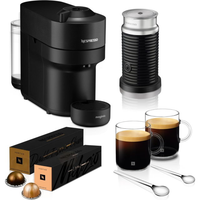 Nespresso ENV90.B Vertuo Pop Coffee Machine Bundle Pack Black
