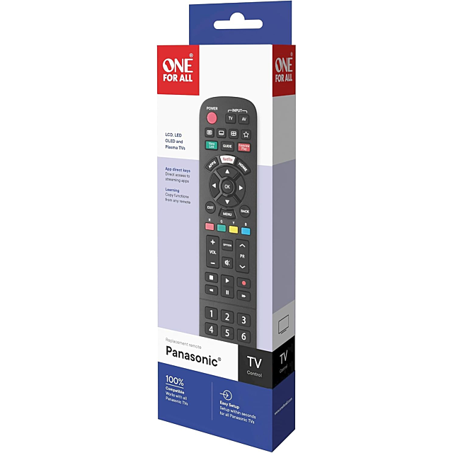 One For All URC4914 One-for-All URC4914 Panasonic Universal Replacement TV Remote Black
