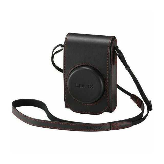 Panasonic DMW-PHS84XER Leather Case Tz100/200 Red Stitch Black