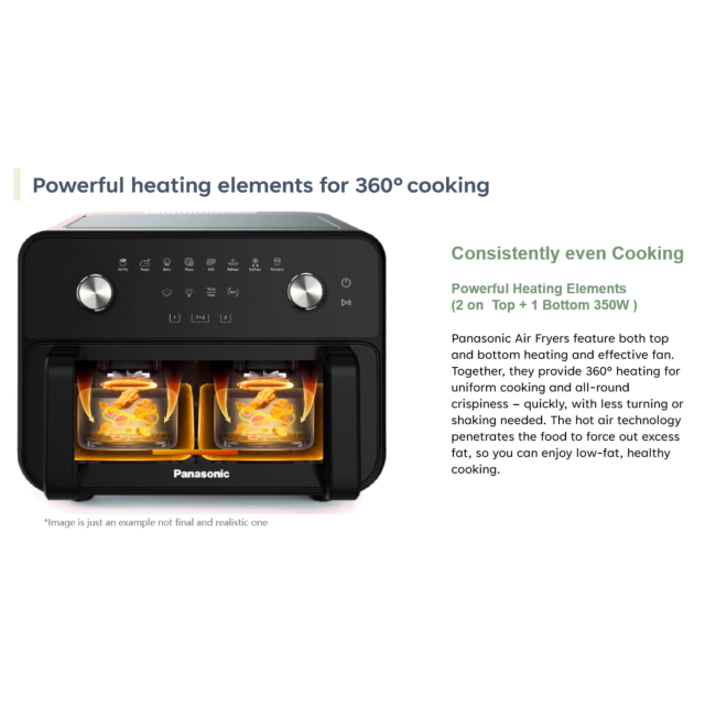 Panasonic NF-BC1000KXC 10L Air Fryer With Large Capacity Flexible Basket Black