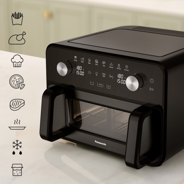 Panasonic NF-BC1000KXC 10L Air Fryer With Large Capacity Flexible Basket Black