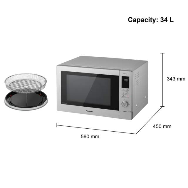 Panasonic NN-CD88QSBPQ 1000W Inverter Microwave, Air Fryer, Grill & Convection Oven Silver