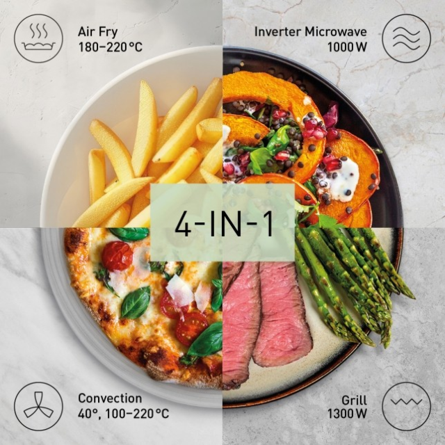 Panasonic NN-CD88QSBPQ 1000W Inverter Microwave, Air Fryer, Grill & Convection Oven Silver