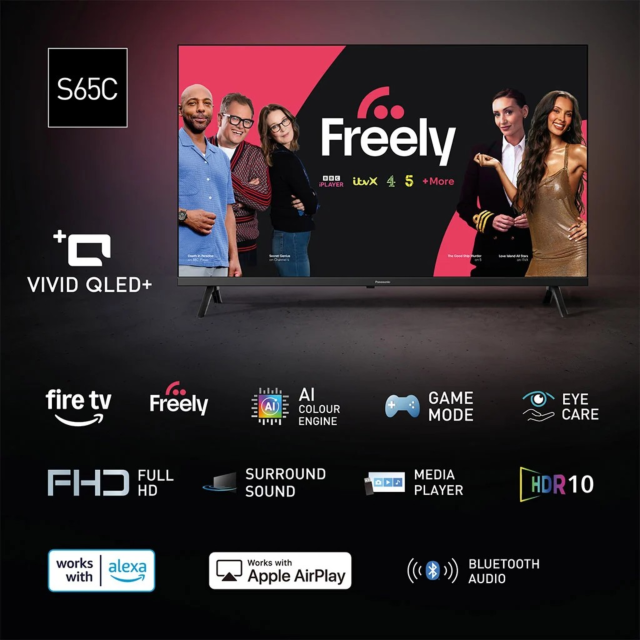 Panasonic TV-32S65CEYS 32inch Fhd Qled, Fire TV, Alexa Built-In, Hdr10, HD Colour Engine Processor, Do