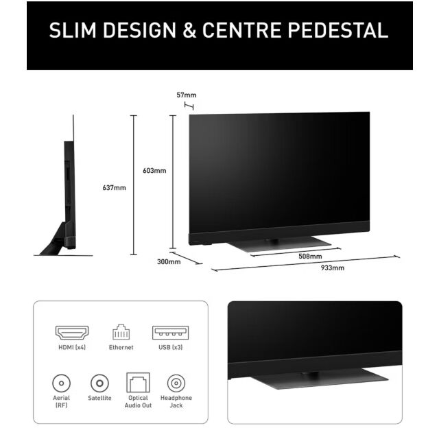 Panasonic TV-42Z90BEBA 42inch Premium Oled, Forward-Firing Speakers With Built-In Subwoofer, Freely Bl