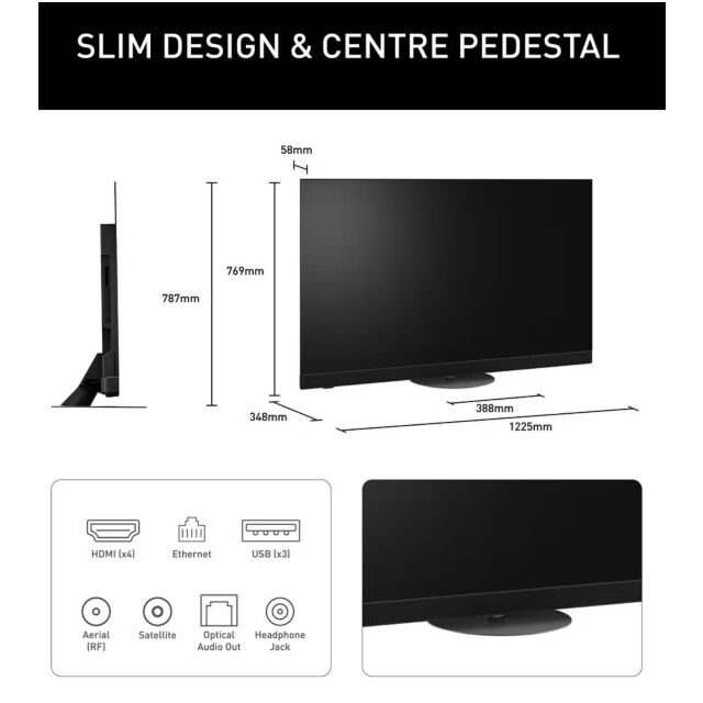Panasonic TV-55Z90BEBA 55inch Premium Oled, Forward-Firing Speakers With Built-In Subwoofer, Freely Bl