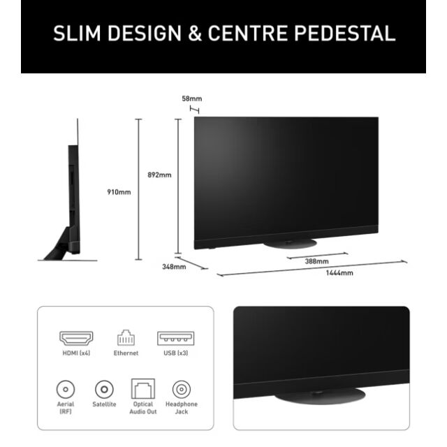 Panasonic TV-65Z90BEBA 65inch Premium Oled, Forward-Firing Speakers With Built-In Subwoofer, Freely Bl