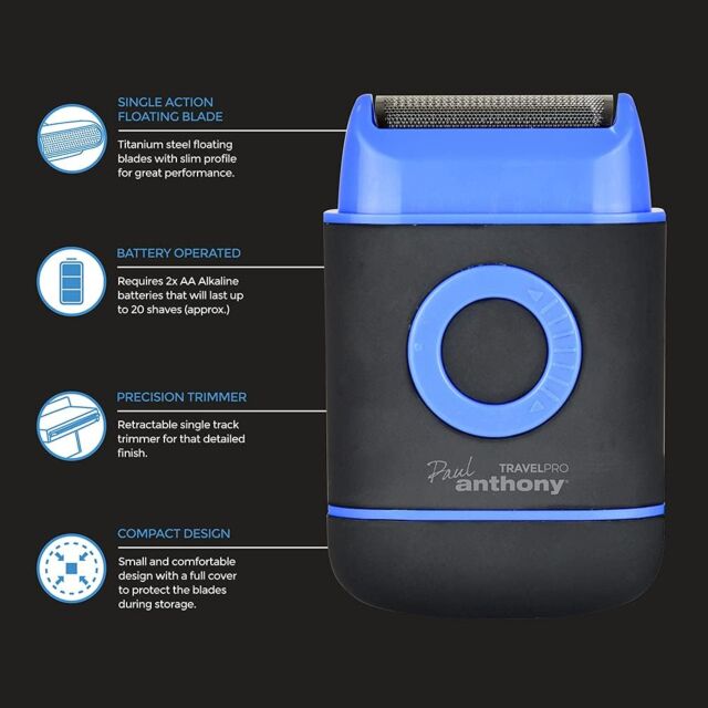 Paul Anthony H5001 Battery Operated Shaver & Trimmer Black Blue