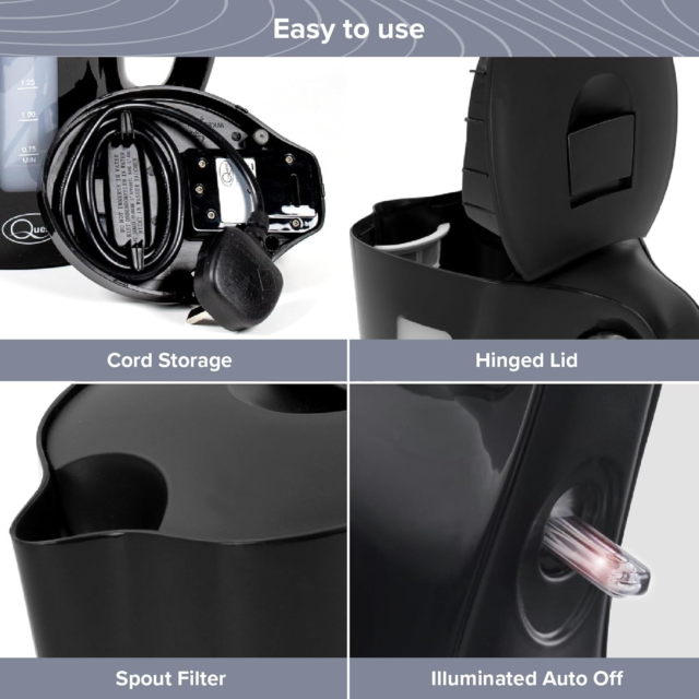 Quest 35109 1.7 Litre 2.2Kw Jug Kettle Black