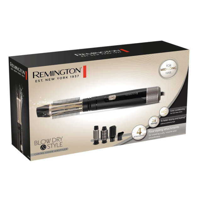 Remington AS7500 1000W Air Styler With Four Attatchments Black - Gold
