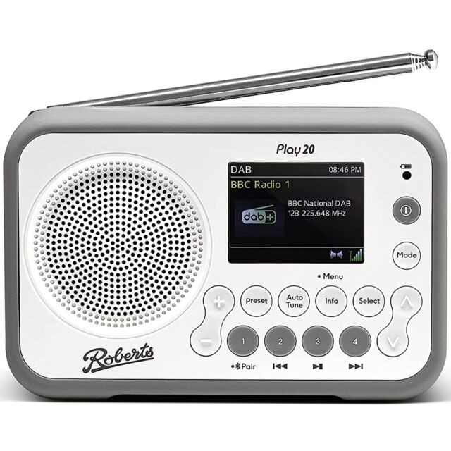 Roberts Radio PLAY20W Dab+ / DAB / FM Portable Radio With Bluetooth White