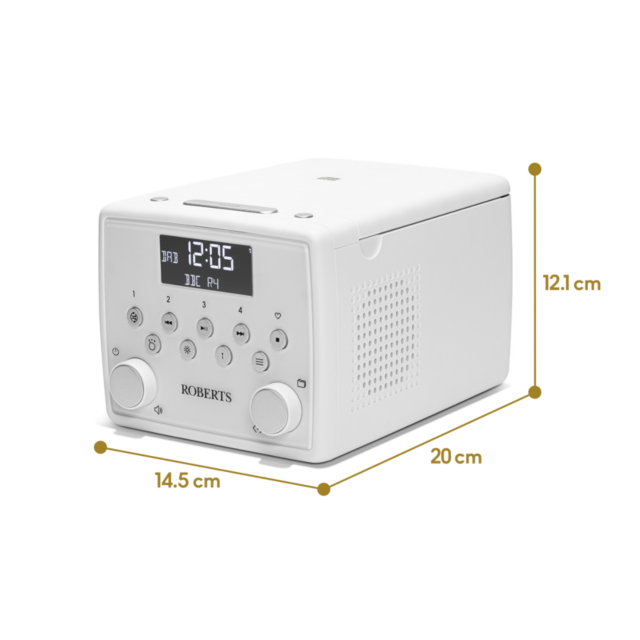 Roberts Radio SOUND49W Dab+ / FM RDS / Bluetooth / USB / CD Stereo Clock Radio White