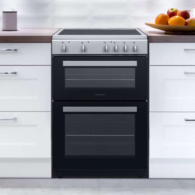 Statesman EDC60S2 60cm Double Oven Electric Ceramic Cooker - Silver