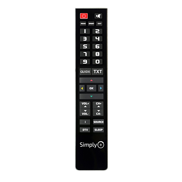 Superior SUPTB016 Simply+ Universal Remote For All Makes With Large Buttons Black