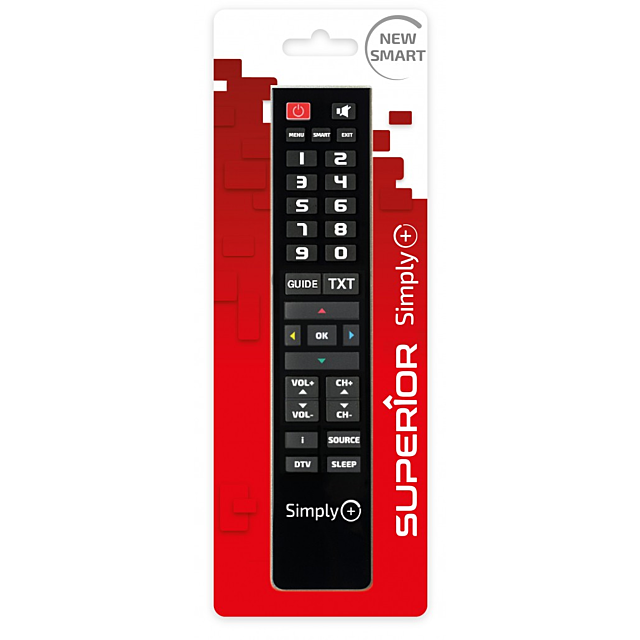 Superior SUPTB016 Simply+ Universal Remote For All Makes With Large Buttons Black
