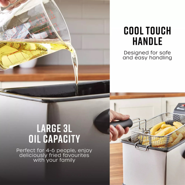 Swan SD6040N 3 Litre Fryer With Viewing Window Stainless Steel