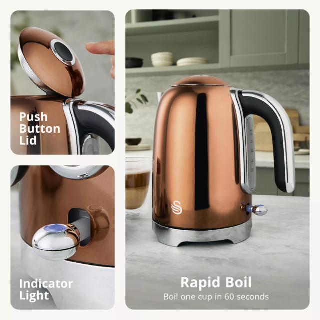 Swan SK19026COP Solace 1.7 Litre Rapid Boil Jug Kettle Copper