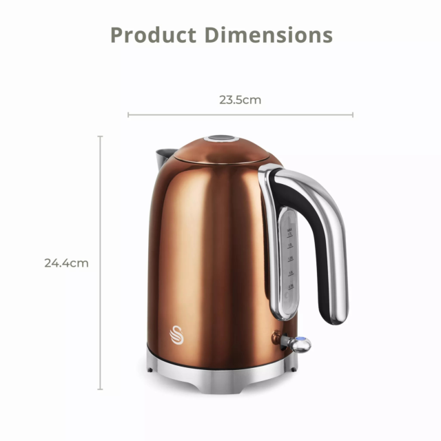 Swan SK19026COP Solace 1.7 Litre Rapid Boil Jug Kettle Copper