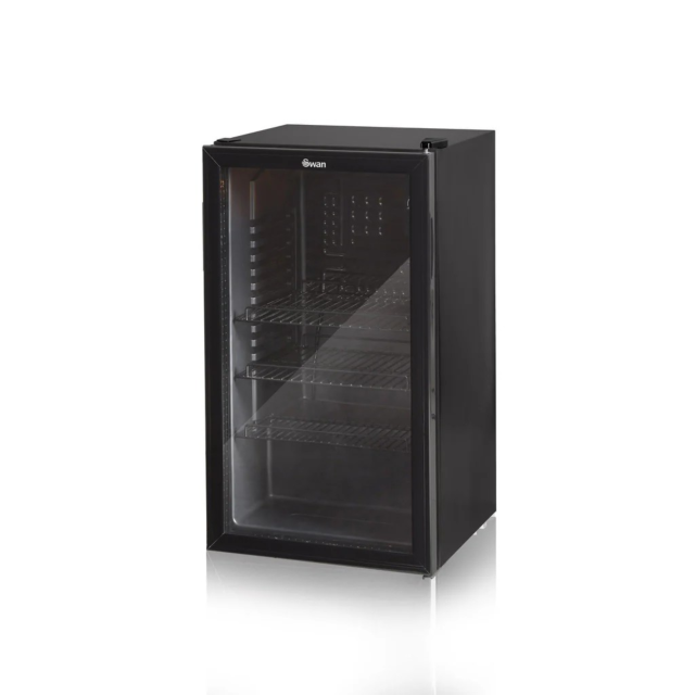 Swan SR12030BN 80L Glass Fronted Under Counter Fridge Black