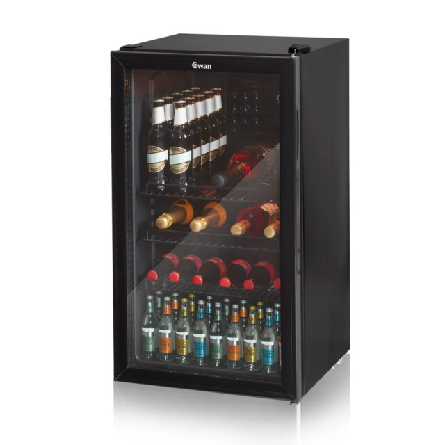 Swan SR12030BN 80L Glass Fronted Under Counter Fridge Black