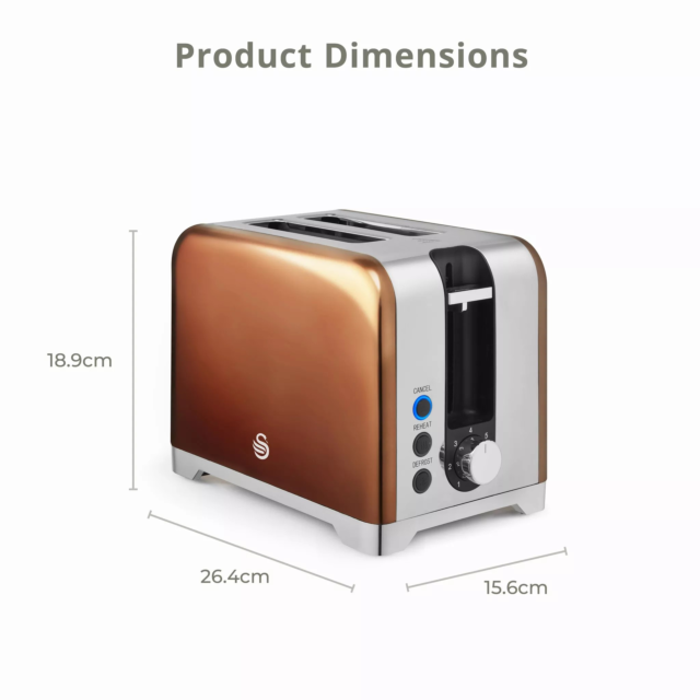 Swan ST19031COP Solace 2 Slice Toaster Copper