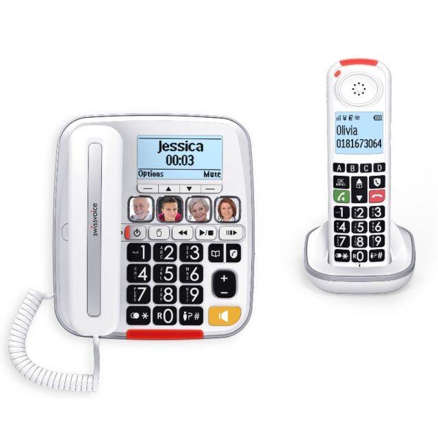 Swissvoice XTRA 3355 COMBO Corded Phone With Answerphone And Cordless Handset White