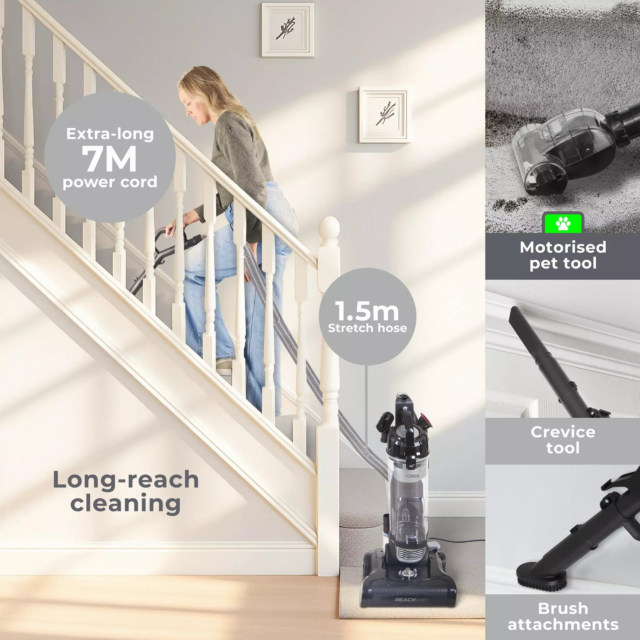 Tower T108001PLPET Bagless Pet Upright Vacuum Cleaner Black
