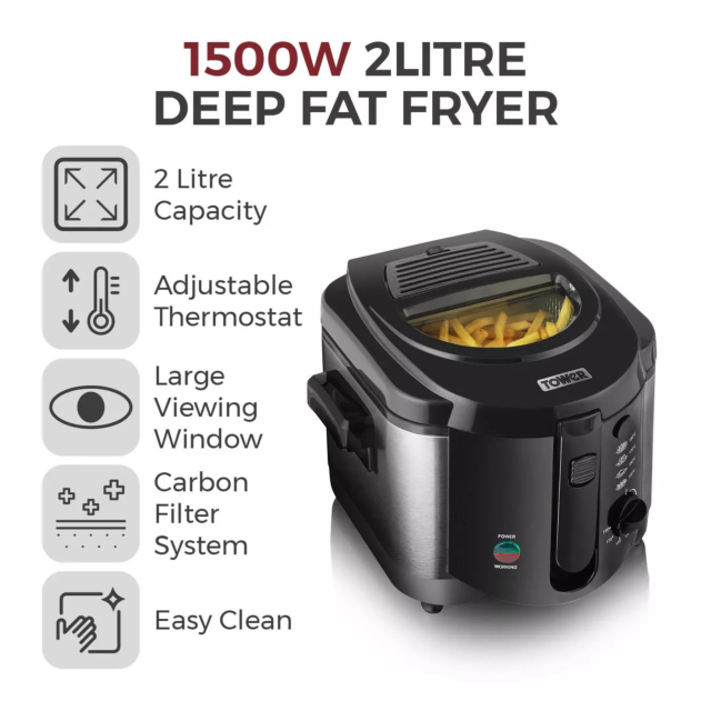 Tower T17001 1500W 2 Litre Deep Fat Fryer Black 