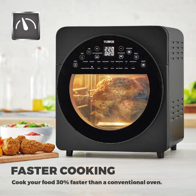 Tower T17051BLK 5 In 1 14.5L Digital Air Fryer With Rotisserie Black
