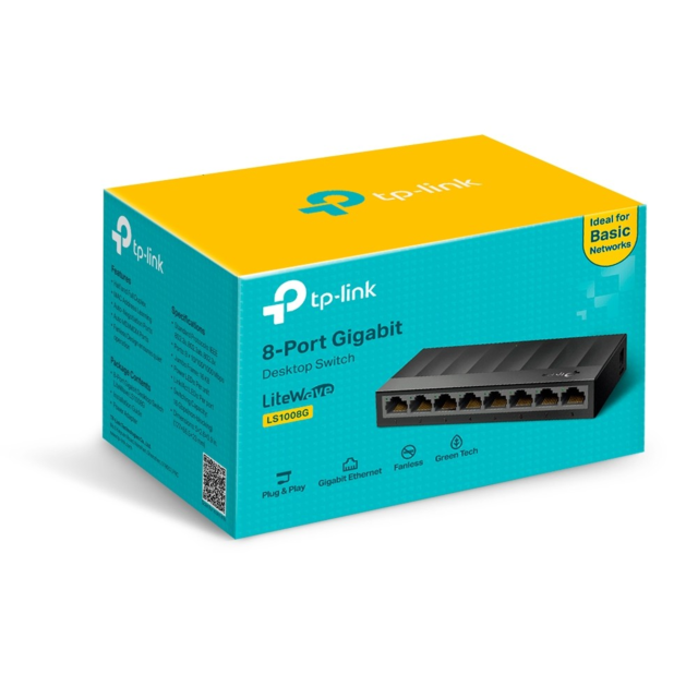 Tp-Link LS1008G 8 Port Gigabit Desktop Switch Black
