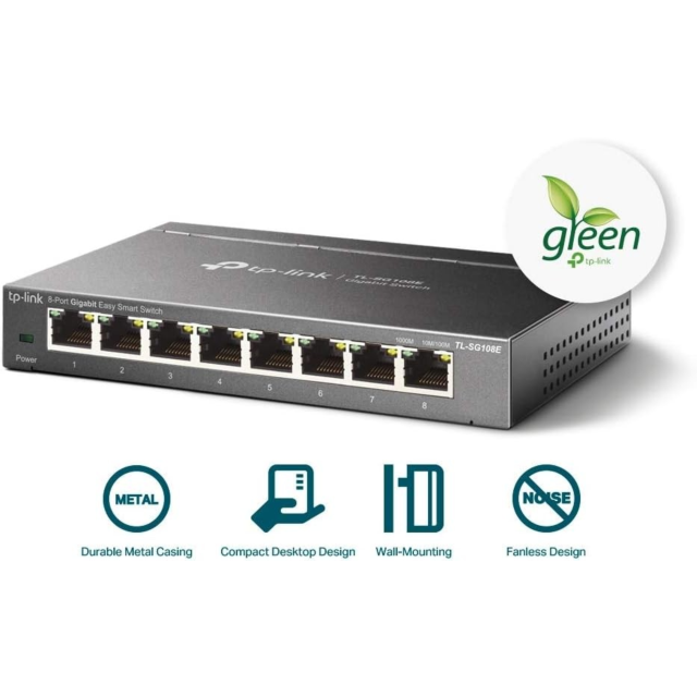 Tp-Link TL-SG108E 8-Port Gigabit Easy Smart Switch Black