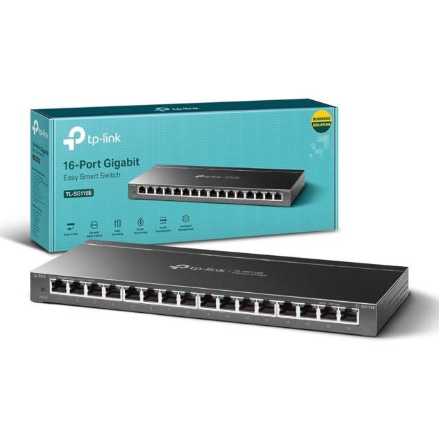 Tp-Link TL-SG116E 16-Port Gigabit Easy Smart Switch Black