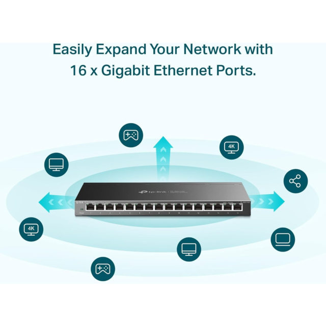 Tp-Link TL-SG116E 16-Port Gigabit Easy Smart Switch Black