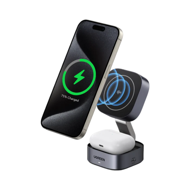 Ugreen 35316 2-In-1 Magnetic Wireless Charger Black