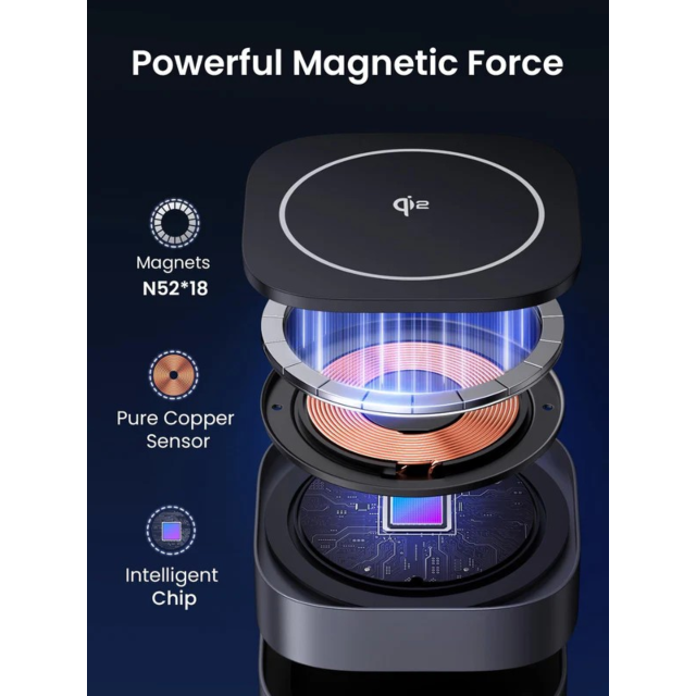 Ugreen 35316 2-In-1 Magnetic Wireless Charger Black