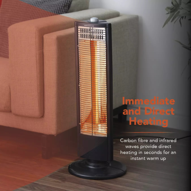 Warmlite WL42013 1Kw Carbon Heater With Oscillation Black