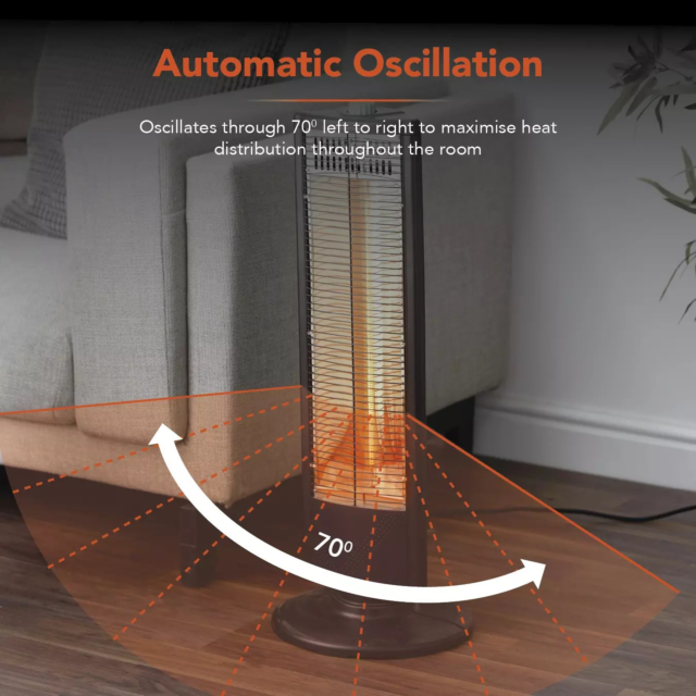 Warmlite WL42013 1Kw Carbon Heater With Oscillation Black