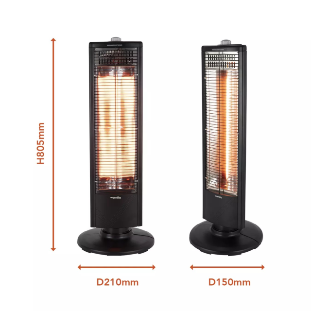 Warmlite WL42013 1Kw Carbon Heater With Oscillation Black