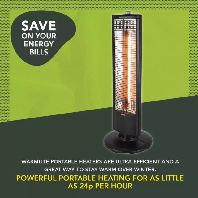 Warmlite WL42013 1Kw Carbon Heater With Oscillation Black
